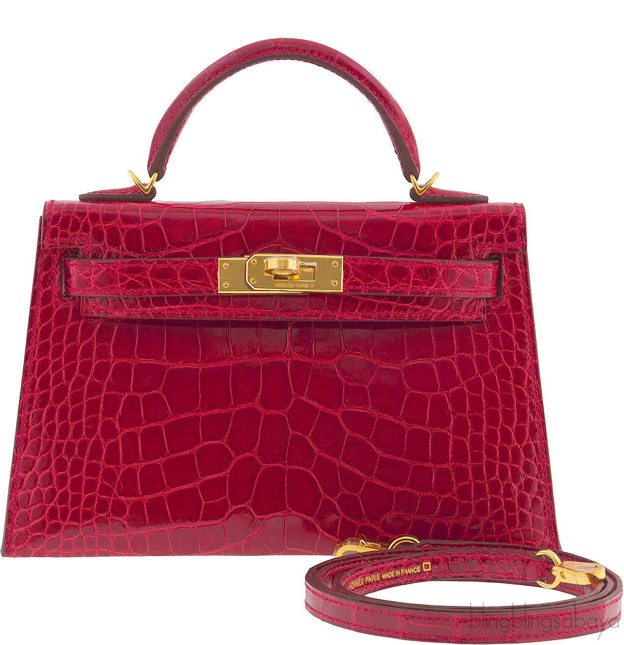 Kelly 20 Red Braise Crocodile GHW